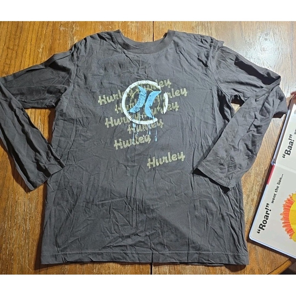Hurley Men's XL Long Sleeve T-Shirt M Vintage Y2K Surf Brown See Measurements